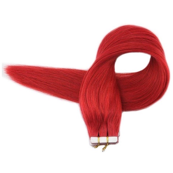 ✨ 18” RED HUMAN HAIR TAPE IN HAIR EXTENSIONS *NWT* main image 5